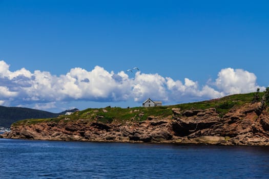 A picture of Bonaventure Island in Saint-Laurent river in Gaspesie, Quebec, Canada