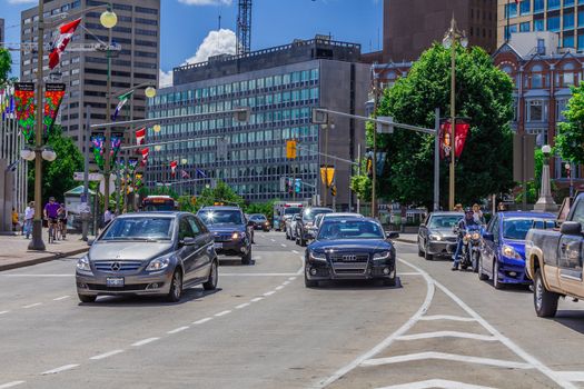 Cars in a street in Ottawa, Ontario, Canada