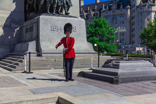 Standing Ceremonial Guard and guarding in Ottawa, Ontario, Canada