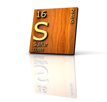 Sulfur form Periodic Table of Elements - wood board 