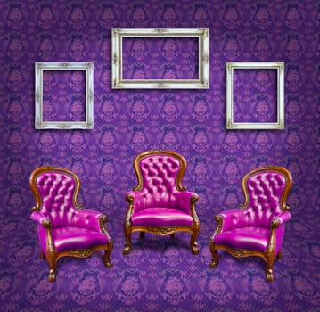 armchair and frame in purple room