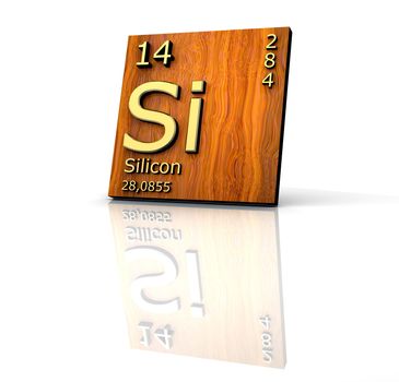 Silicon form Periodic Table of Elements - wood board 