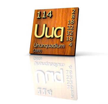 Ununquadium Periodic Table of Elements - wood board - 3d made