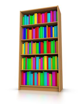 3D rendered Colorful Books in Library.