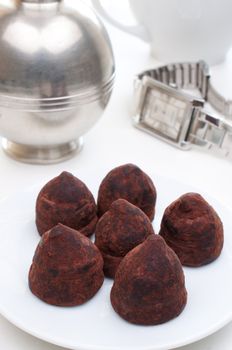 Six chocolate truffles