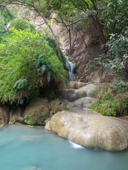 Emerald color water in Erawan waterfall, Erawan National Park, Kanchanaburi, Thailand