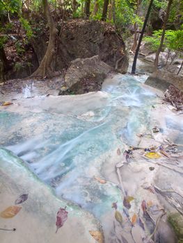 Emerald color water in Erawan waterfall, Erawan National Park, Kanchanaburi, Thailand