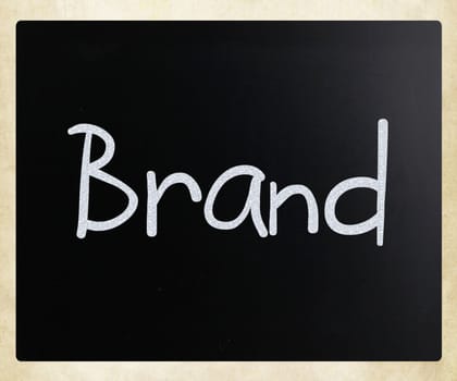 "Brand" handwritten with white chalk on a blackboard