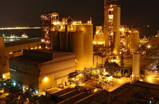 Cement Plant at night