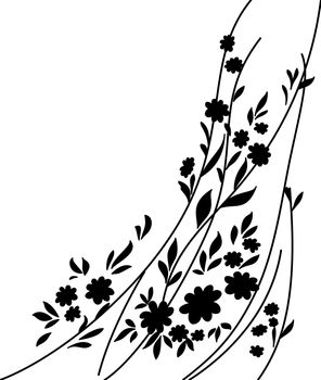 Abstract floral pattern. Black silhouettes on white background