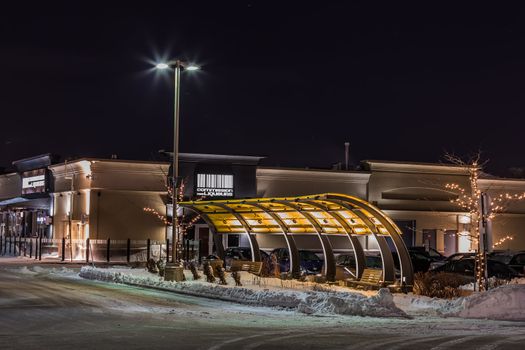 Amazing architecture in a cold winter night in Dix30, Quebec, Canada