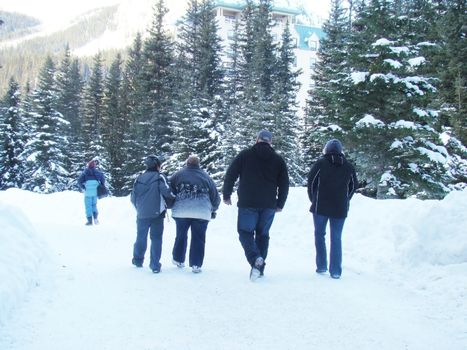 Family Walking in Winter