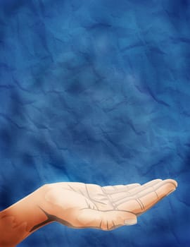 to illustrate a hand that is showing something, place images and messages on space.
