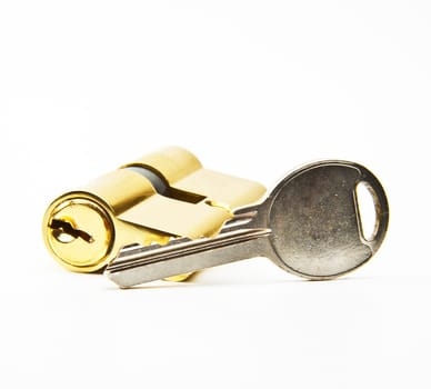 Lock and key isolated on white background