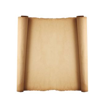 scrolled old paper isolated on white background