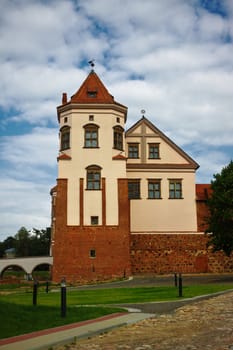 medieval castle under cloudy sky