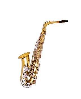 nice golden saxophone isolated on white background