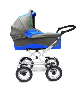 A modern pram isolated on white backgrond