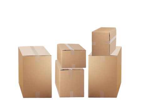 cardboard boxes isolated on white background