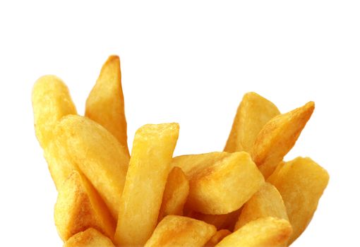 french fries close-up isolated on white background
