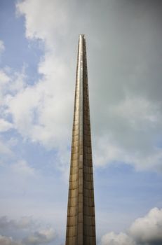 obelisk "Brest Fortress" on cloudy sky