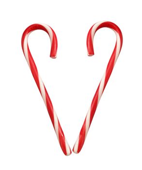 heart from lollipop canes isolated on white