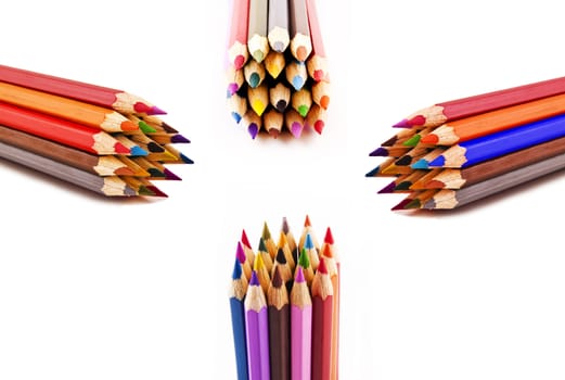 Color pencils on white background
