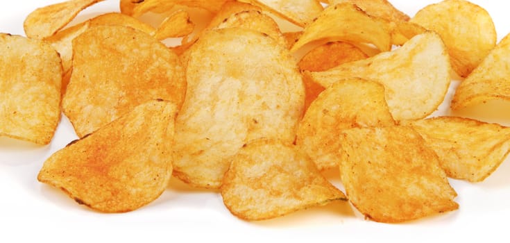 potato chips isolated on white background