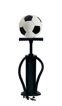 pump and football ball isolated on white background