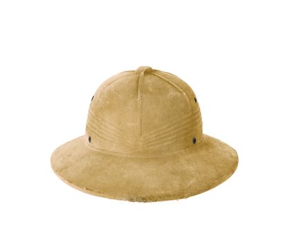 Safari hat in khaki colored fabric with snap fasteners