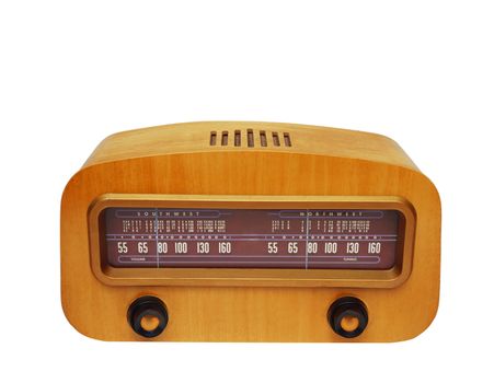 Vintage fashioned radio isolated on white background