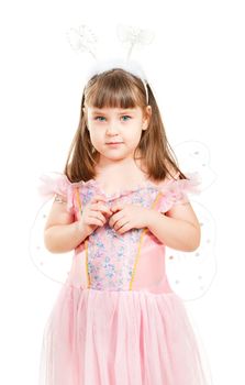 girl with butterfly wings isolated on white background