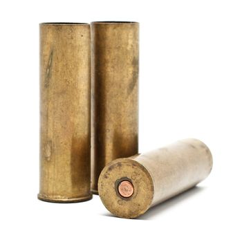 red shotgun cartridges isolated on white background