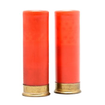 red shotgun cartridges isolated on white background