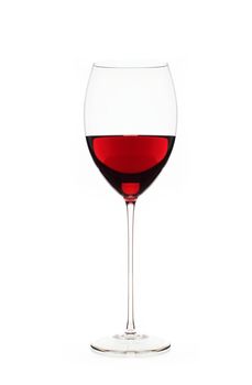 Red wine in glass isolated on white background