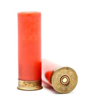 red shotgun cartridges isolated on white background