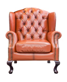 orange luxury armchair isolated with clipping path