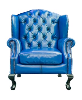 blue luxury armchair isolated with clipping path