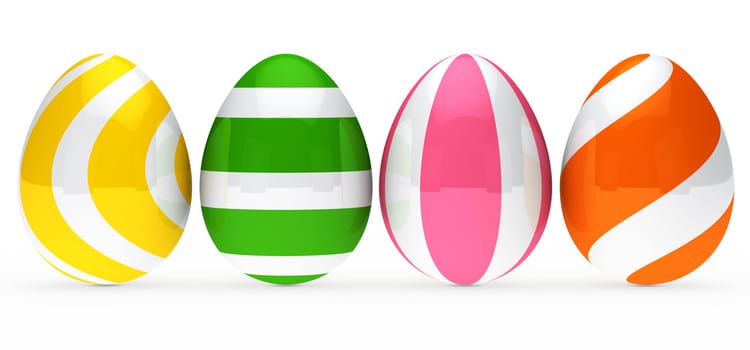 colorful easter eggs are standing in series