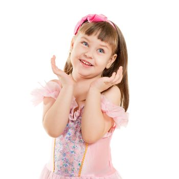 cute little girl isolated on white background