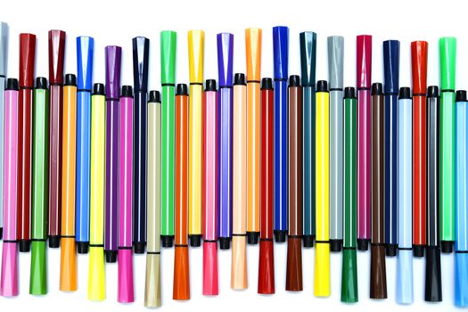 Colorful pen set on white blackground