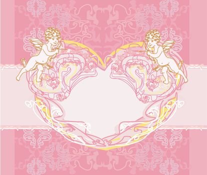 happy valentine's day card with cupid