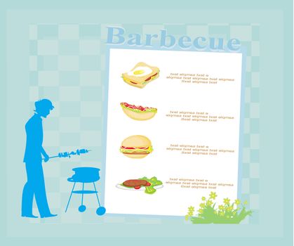 man cooking on his barbecue. Invitation