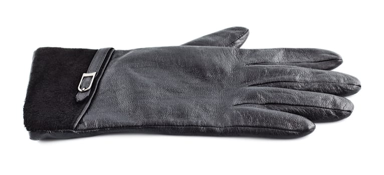 black female's leather glove isolated on white