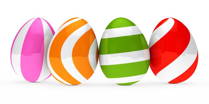 colorful easter eggs are standing in series