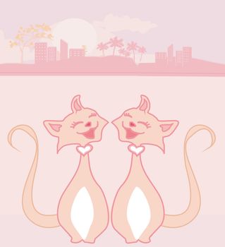 cute cat in love card