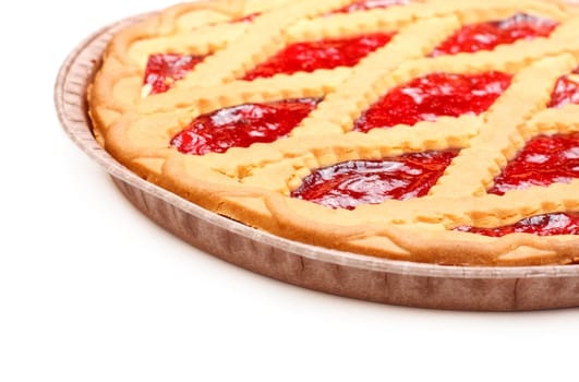 pie with cherry jam isolated on white