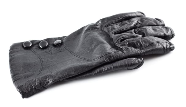 black female's leather glove isolated on white