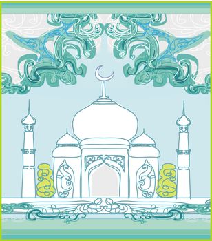 Ramadan background - mosque silhouette vector card