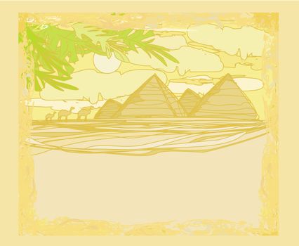 old paper with pyramids giza